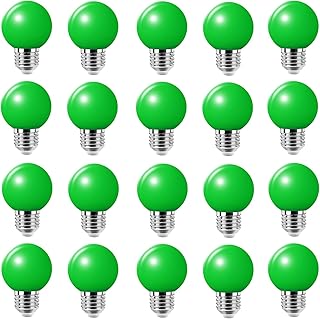 Jiotouhu Bombillas LED de Colores E27 2W, G45 Mini de Lámpara, Equivalente 20W, para Exterior, Patio, Iluminación Navideña, Halloween, Color Verde, Paquete de 20