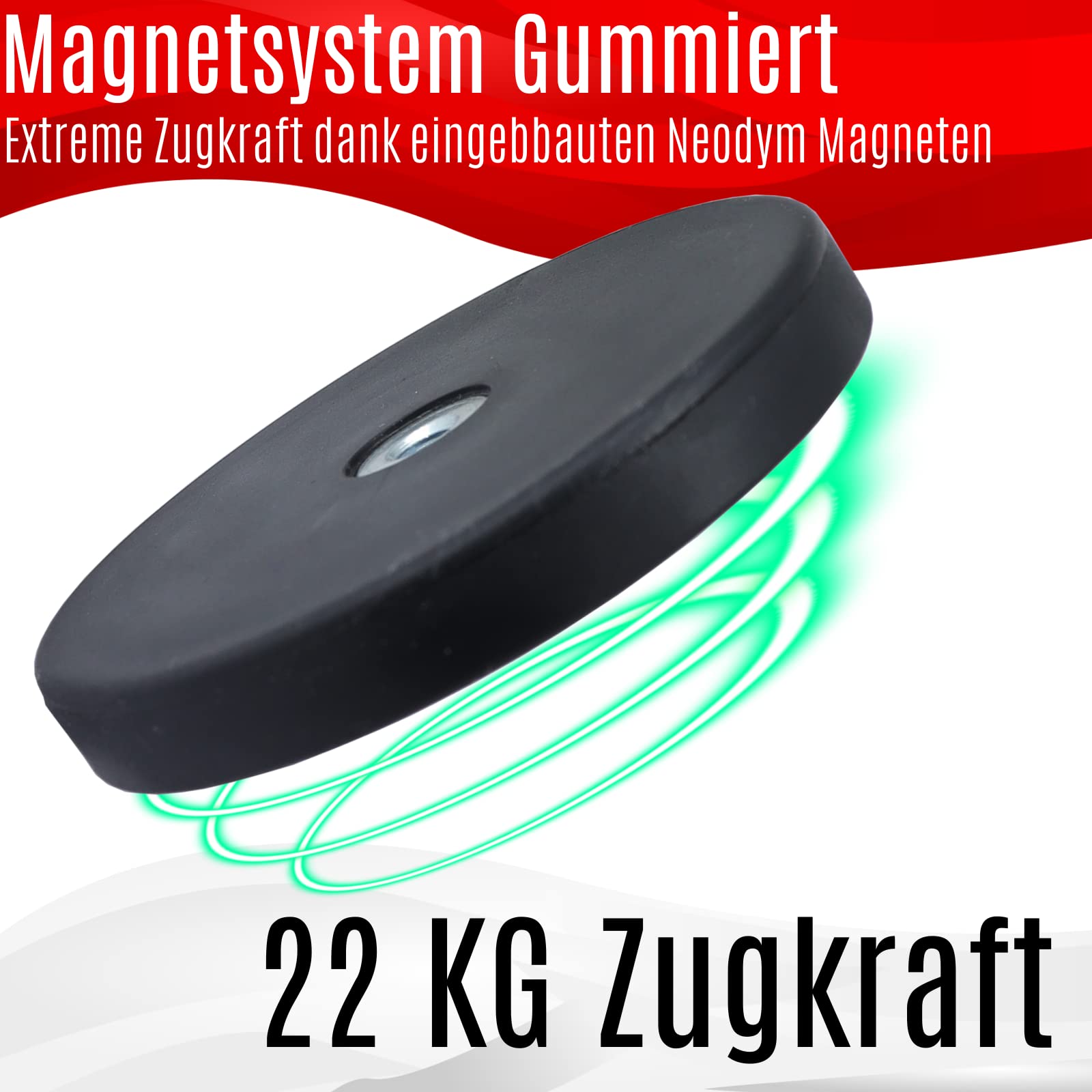 Aimants Puissants ZHIQIN Ø66mm Avec Filetage M6 - Force 30kg, Revêtement Caoutchouc Pour Extérieur