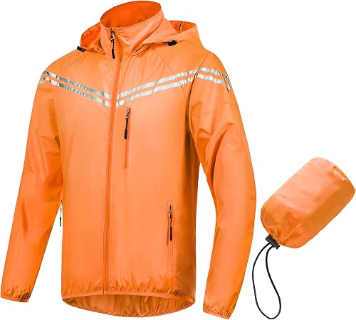 CREATMO US Men's Lightweight Hooded Raincoat Waterproof Pack