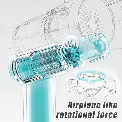 Miniatura 3 de Ventilador turbo portátil de mano, ventilador de alta velocidad de 85000 RPM con 4 velocidades, 4000 mAh, USB-C recargable con batería personal,