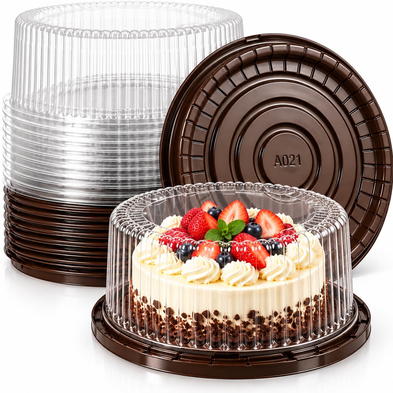Cabilock 20 Stück 20 cm Kuchenbehälter mit transparentem Deckel, Kunststoff-Kuchenhalter für Transport, Aufbewahrung, Präsentation von Kuchen Küche, Haushalt & Wohnen