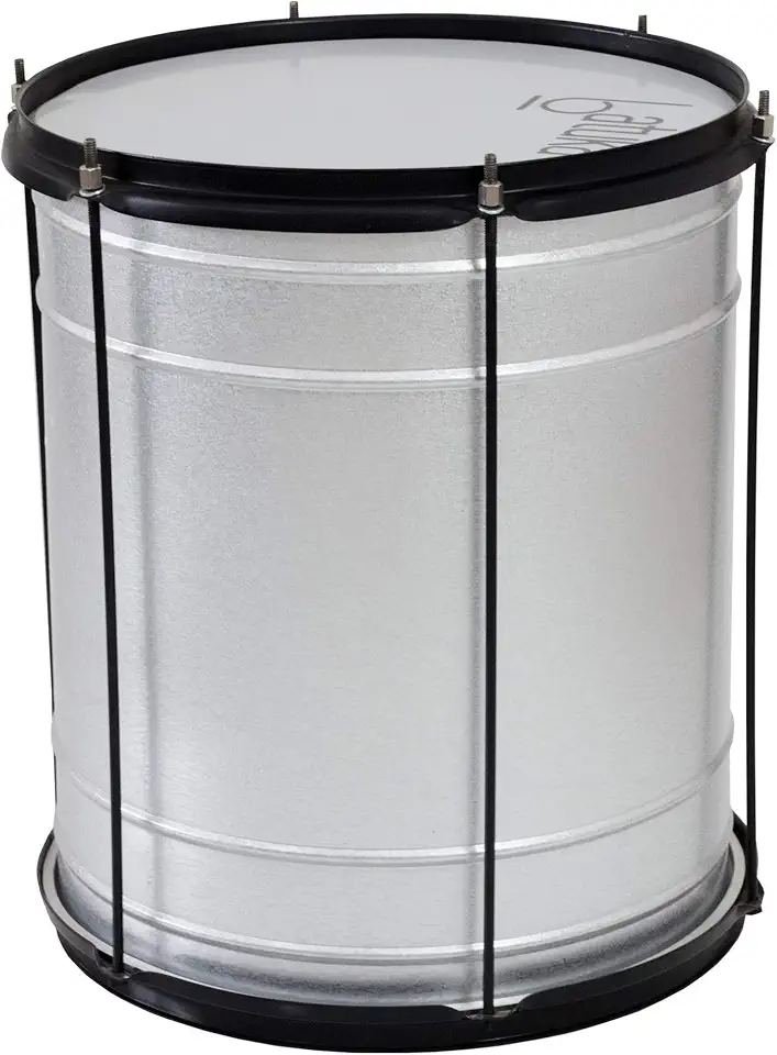 Surdo 45X14" Alumisteel 6 Afin Aro Chapa Preto Pele Leitosa Batuka