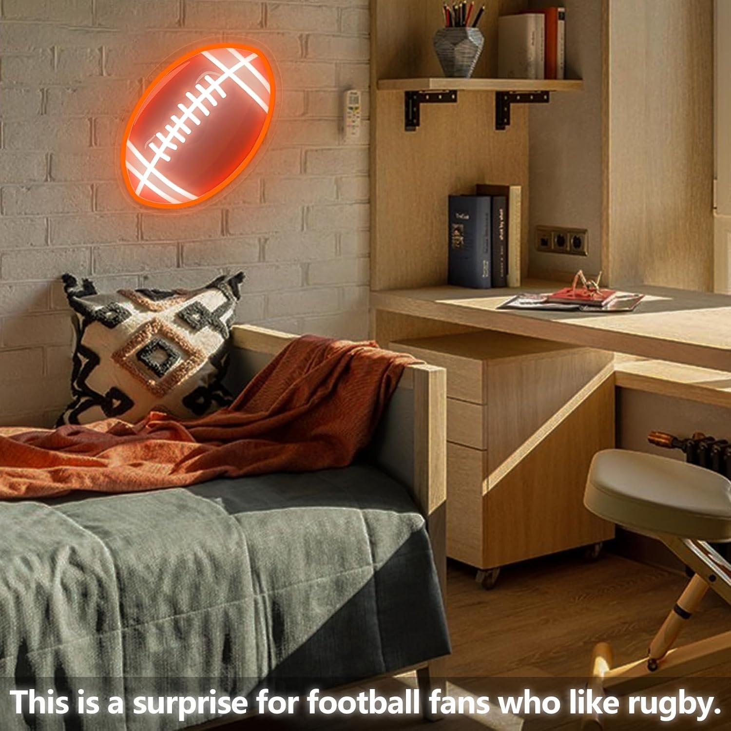 Football Neon Sign for Wall Decor, LED Neon Signs for Football Party Decorations, Sports Themed Neon Light for Home Bedroom Man Cave Playroom College Dorm Club Birthday Party Decor - Image 2