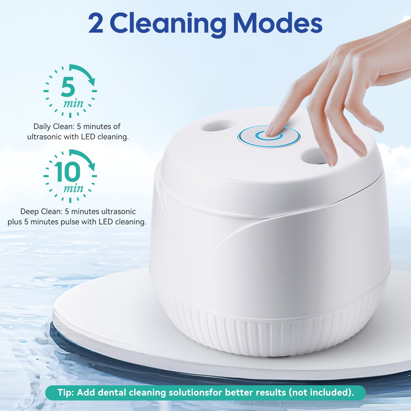 Coikes Limpiador Ultrasónico UV 45 kHz Limpiador Ultrasonidos Dental para Dentaduras Postizas, Alineador, Retenedor Joyería De La Máquina De Limpieza Para Joyas Todos los Aparatos Dentales (A-Blanco)
