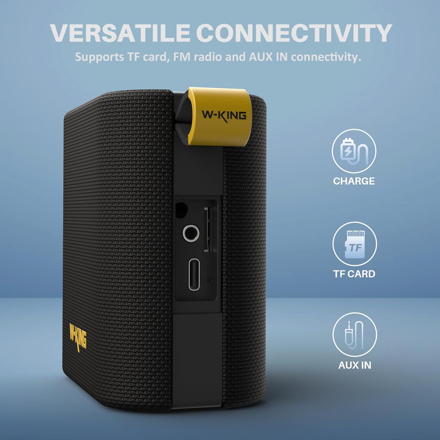 W-KING IPX7 Waterproof Bluetooth Speaker, Loud Wireless Outdoor Portable Speakers With HD Sound, Deep Bass, Bluetooth 5.4, Stereo Pairing, Bike Mountable, FM Radio, TF Card, AUX-IN