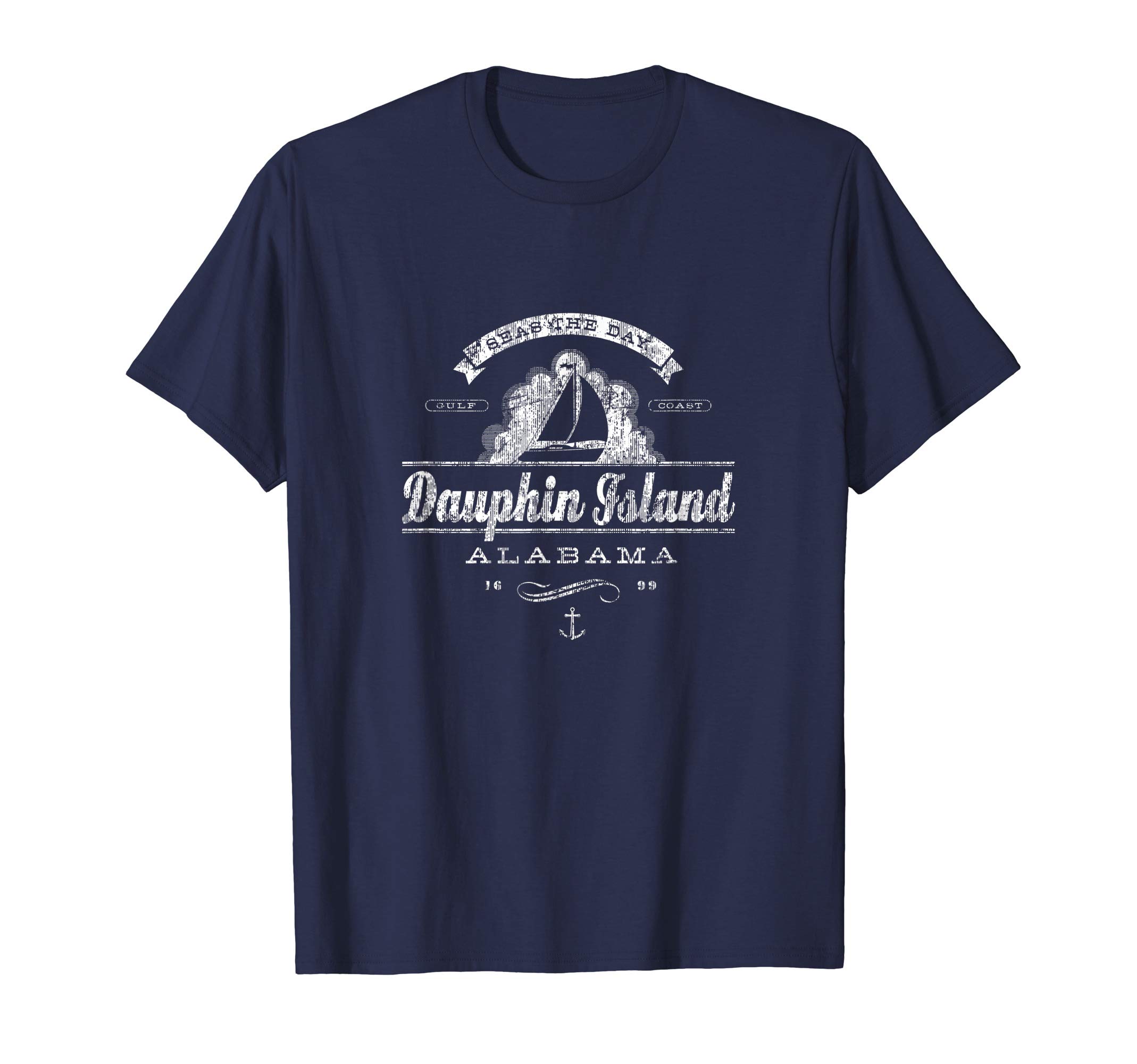 Dauphin Island AL Sailboat T-Shirt Vintage Nautical Tee T-ShirtOEKO-TEX STANDARD 100