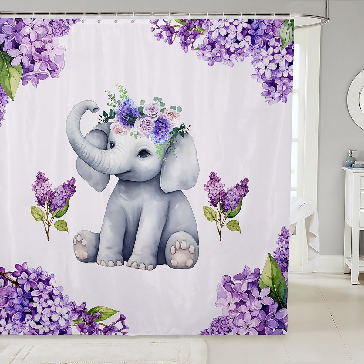 Rideaux de douche éléphant pour éviter les éclaboussures et amuser les enfants au moment du bain