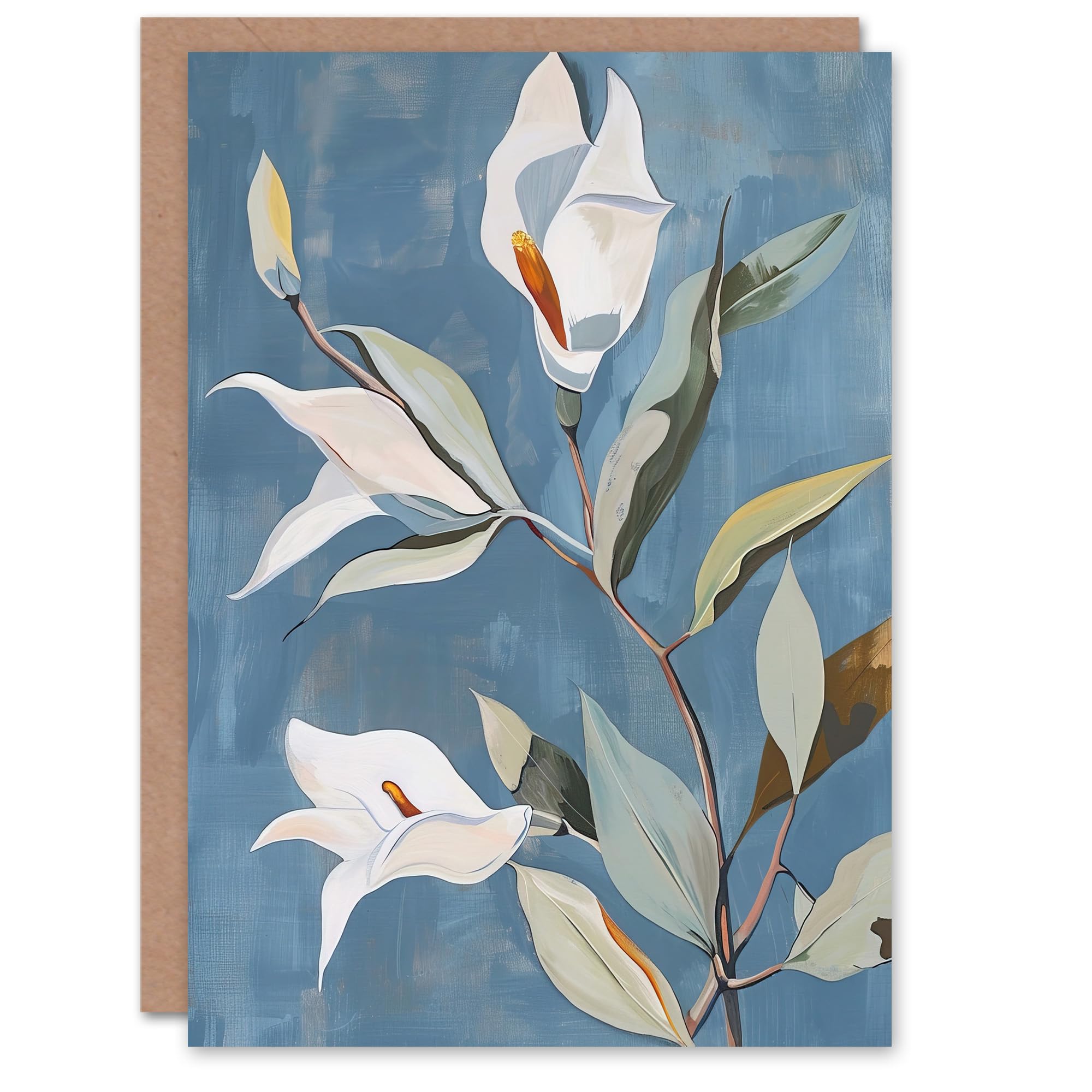 Artery8 Greeting Card Elegant Peace Lily Flower Blooming Soft Floral For Her Woman Sympathy Card