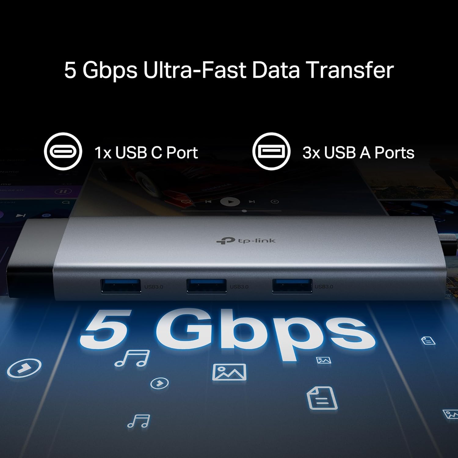 TP-Link USB C Hub 9-in-1 Multiport Adapter UH9120C | 4K@60Hz HDMI, 1×1G ethernet, SD & microSD, 100W Power Delivery, 1×USB-C + 3×USB-A Data Ports | 5Gbps High-Speed Splitter for MacBook & More