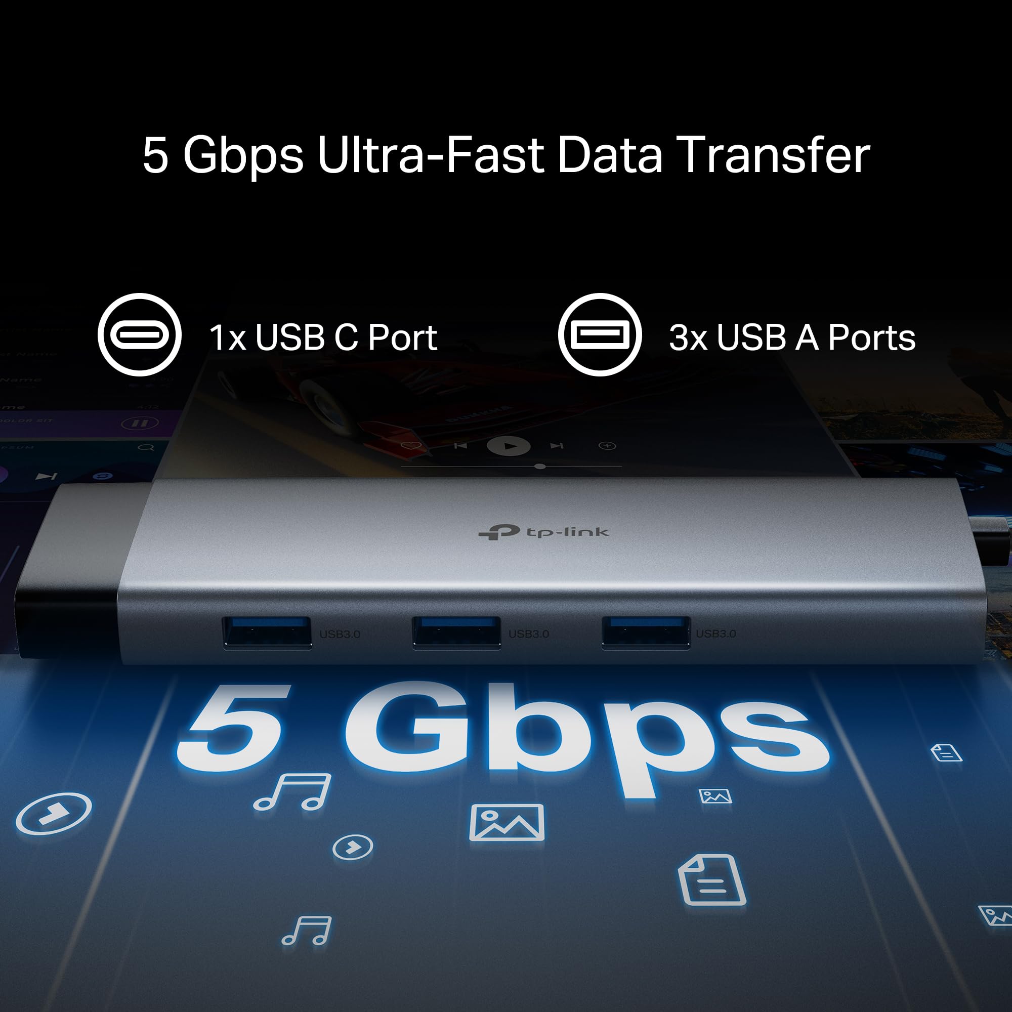 TP-Link Wieloportowy adapter USB C 9 w 1 UH9120C | 4K przy 60Hz HDMI, 1×1G Ethernet, SD i microSD, zasilanie 100 W, 1 x USB-C + 3 porty danych USB-A | Szybki rozdzielacz 5 Gb/s do MacBooka i nie tylko