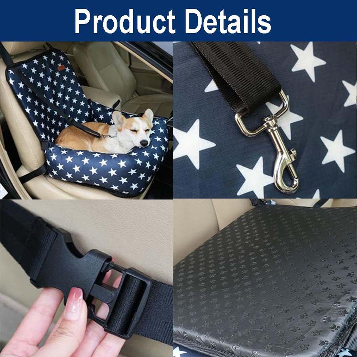 Cama elevada para asiento de coche para perro, impermeable y a prueba de arañazos, con cinturón de seguridad antideslizante para asiento trasero y delantero