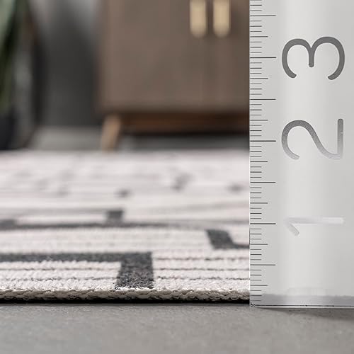 Miniatura 7 de nuLOOM Tashia - Alfombra geométrica moderna lavable a máquina, ultrafina, 8 x 10 pies, color carbón