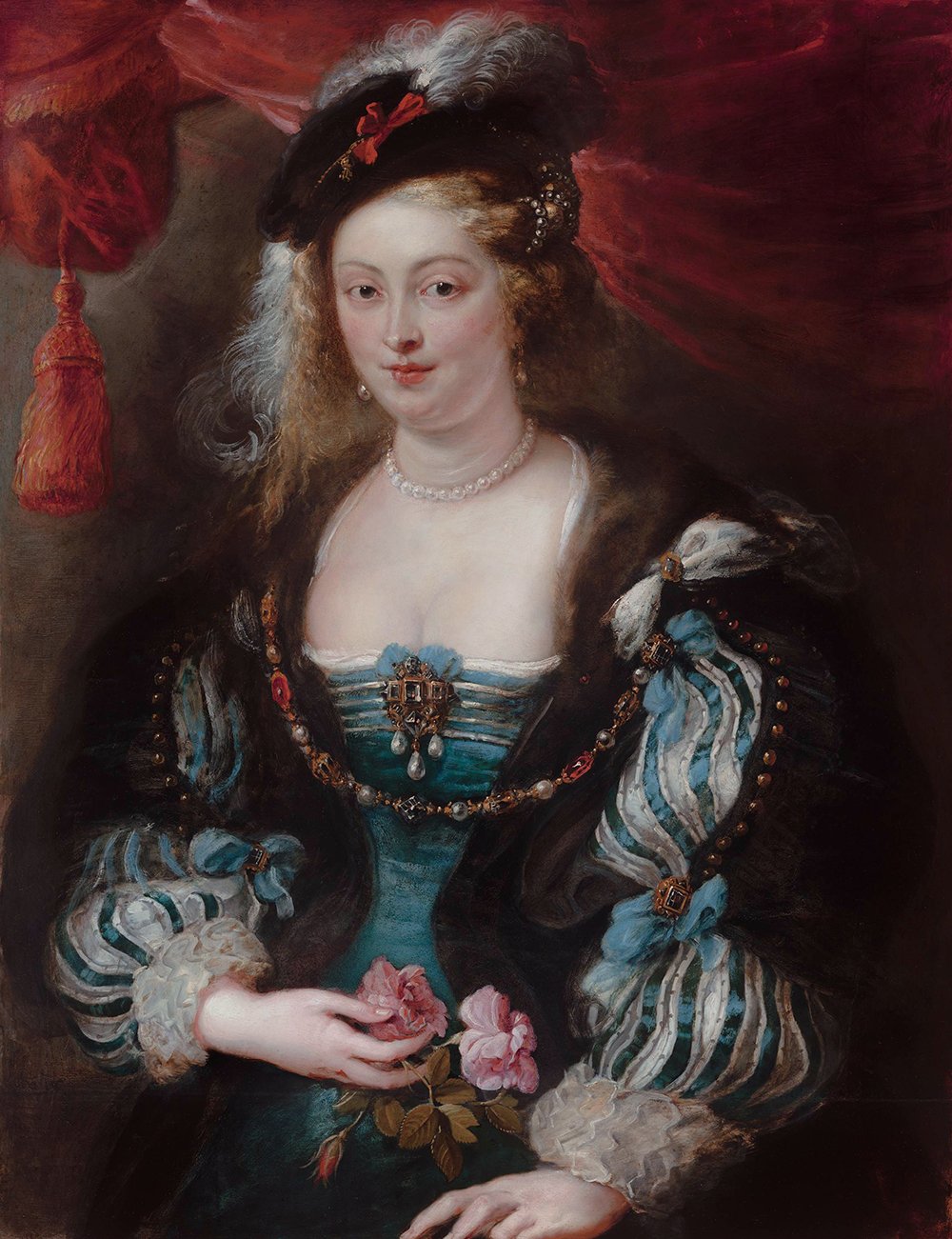 Impression d'art Rubens Portrait aux Fleurs qualité archivistique mate pour collectionneur