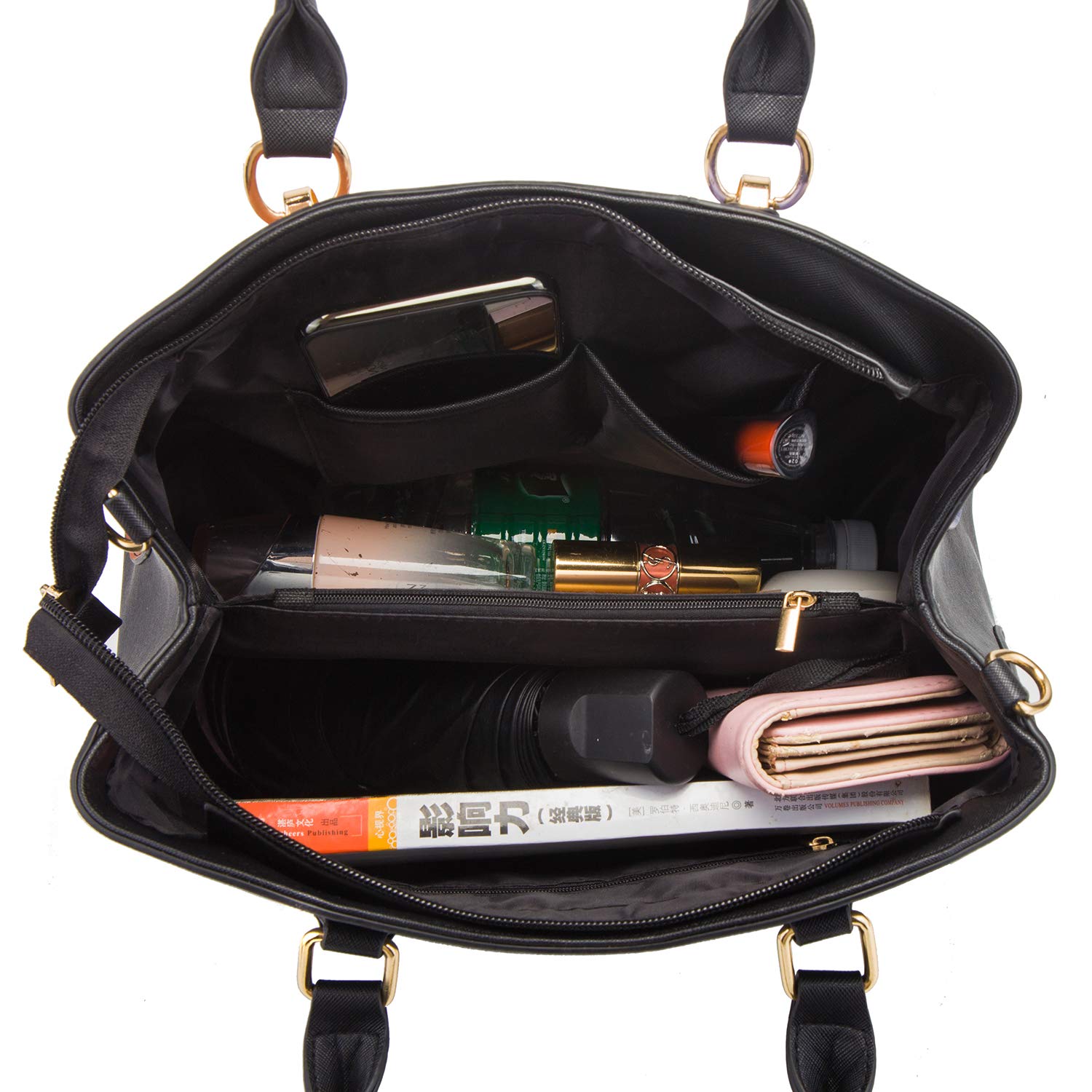 AioTio Bolsos de Mujer Grande Bolso de Hombro Bolso Bandolera Tote Bolso de Mano Cuero PU Conjunto de Bolsa Mujer Tarjetero Billetera 4pcs Set