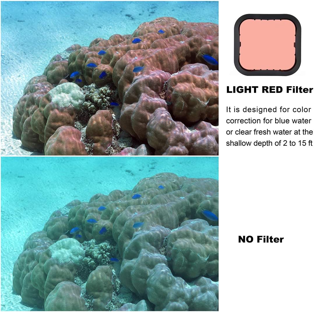 GEPULY 3-Pack Dive Filter (Red, Light Red, Magenta) for GoPro Hero 5 6 7 Black Hero(2018) Super Suit Housing - Color Correction in Scuba Diving, Snorkeling and Underwater Photos and Videos