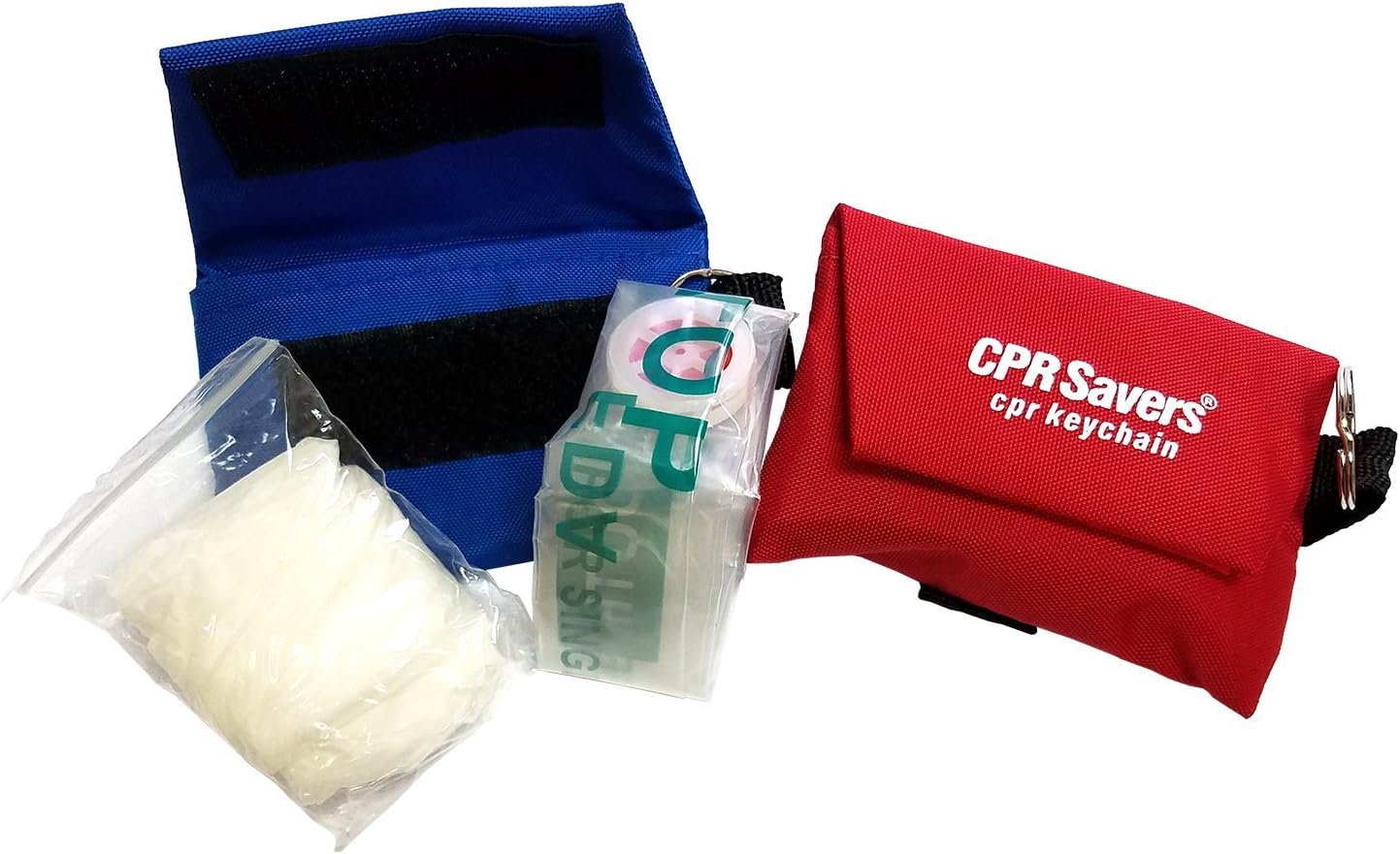 CPR Mask and Gloves Key Chain Kit - Red
