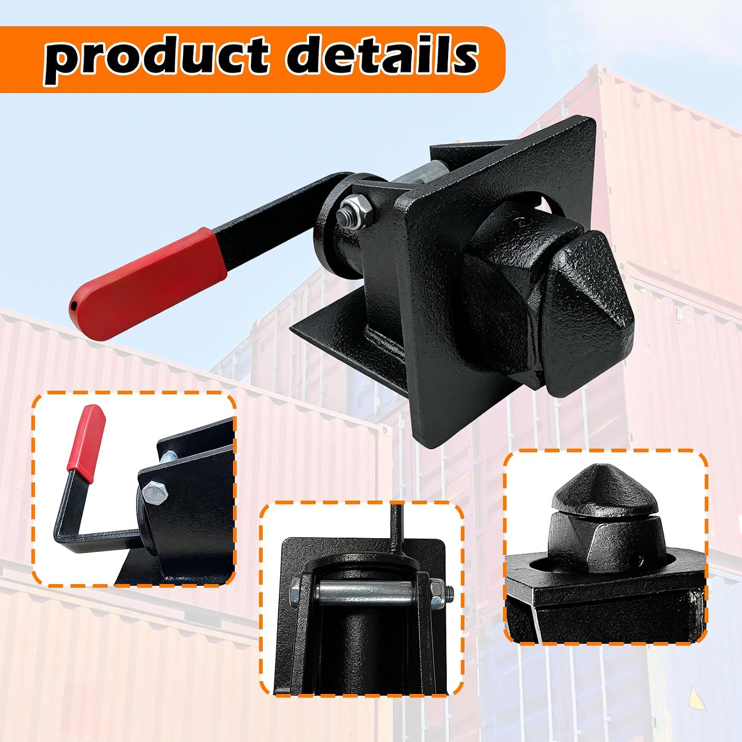 Manual Twist Lock (2 Pack, Black) - Heavy Duty Weld-On Container Lock for Chassis, Forged Steel Shipping Container Twistlock, 360KN Tensile Strength