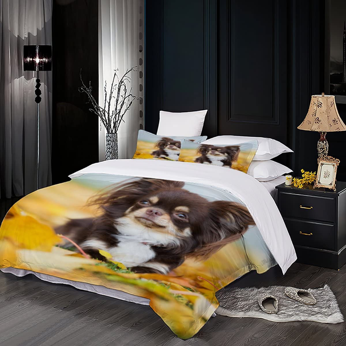 Housse De Couette Enfant 140x200 Cm Motif Chien Mignon - Microfibre Douce, Reversible, Fermeture éclair - 2 Pièces