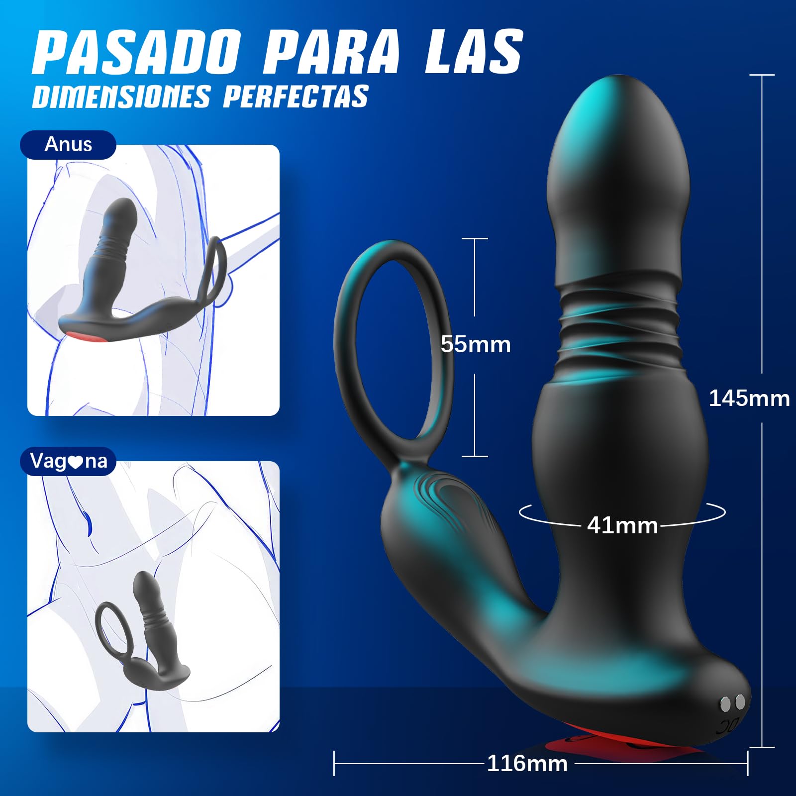 Vibrador Anal Juguetes Sexuales, AI-Chat Plug Anal Estimulador Prostata con Anillo Vibrador Juguetes Eróticos Para Pareja Sexuales, Consoladores para Hombre con Vibración 7 * 7 Modos Vibradores Dildo