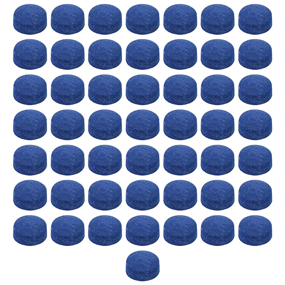 Namvo Paquete de 50 Puntas para Tacos de Billar de Diamante Azul - Puntas para Tacos de Billar de 10 mm con Caja de Almacenamiento de plástico para Tacos de Billar y Billar - Potentes Puntas de r