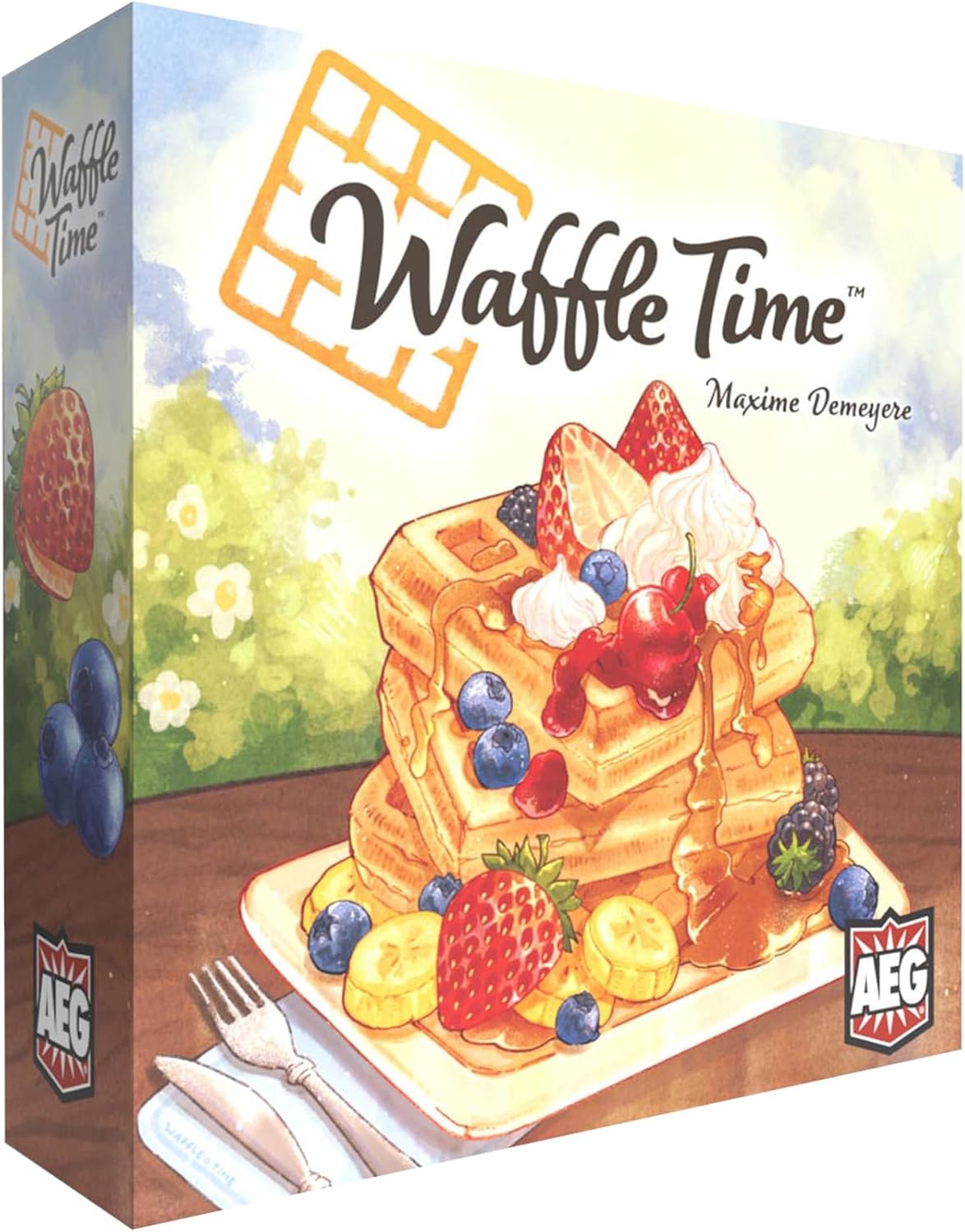 AEG Waffle Time | Draft Fruit Toppings & Whipped Cream, Create Patterns Spread Syrup | Abstract Strategy Breakfast Board Game | 1-4 Players | Ages 10+