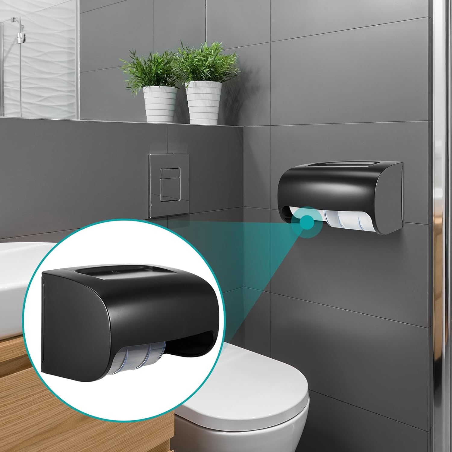 Maxcheck 2 Pcs Commercial Toilet Paper Dispenser Wall Mount Double 2 Roll Locking Toilet Paper Holder Compact Side by Side Design Tissue Papers Dispenser for Bathroom Office Public Spaces