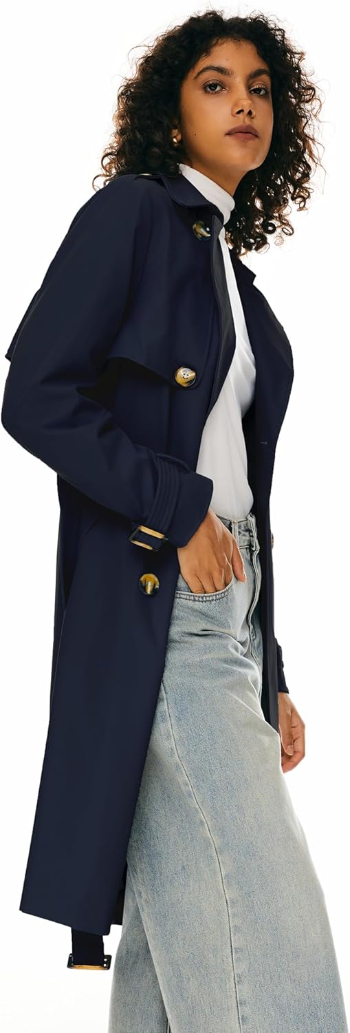 Orolay Women's 3/4 Length Double Breasted Trench Coat Lapel Jacket with Belt - Image 4