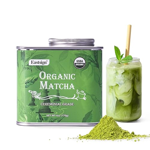 Eastsign Matcha de grado ceremonial USDA orgánico, té verde en polvo, 6 onzas, certificado orgánico USDA de primera calidad, sin gluten, vegano y
