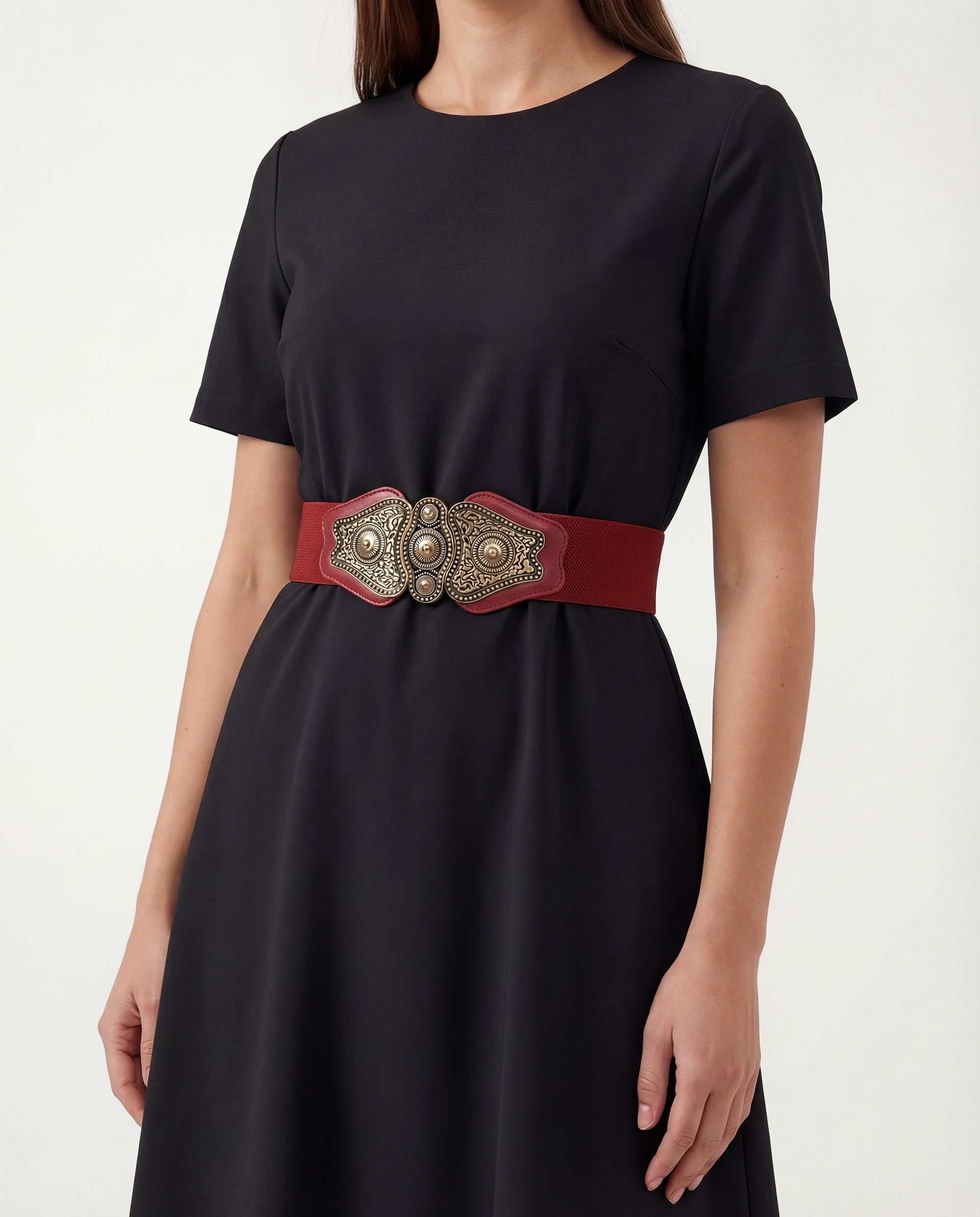 BlackButterfly Szerokie Elastyczne Elastyczność Zabytkowe Antyczny wygląd Retro Sprzączka Pas