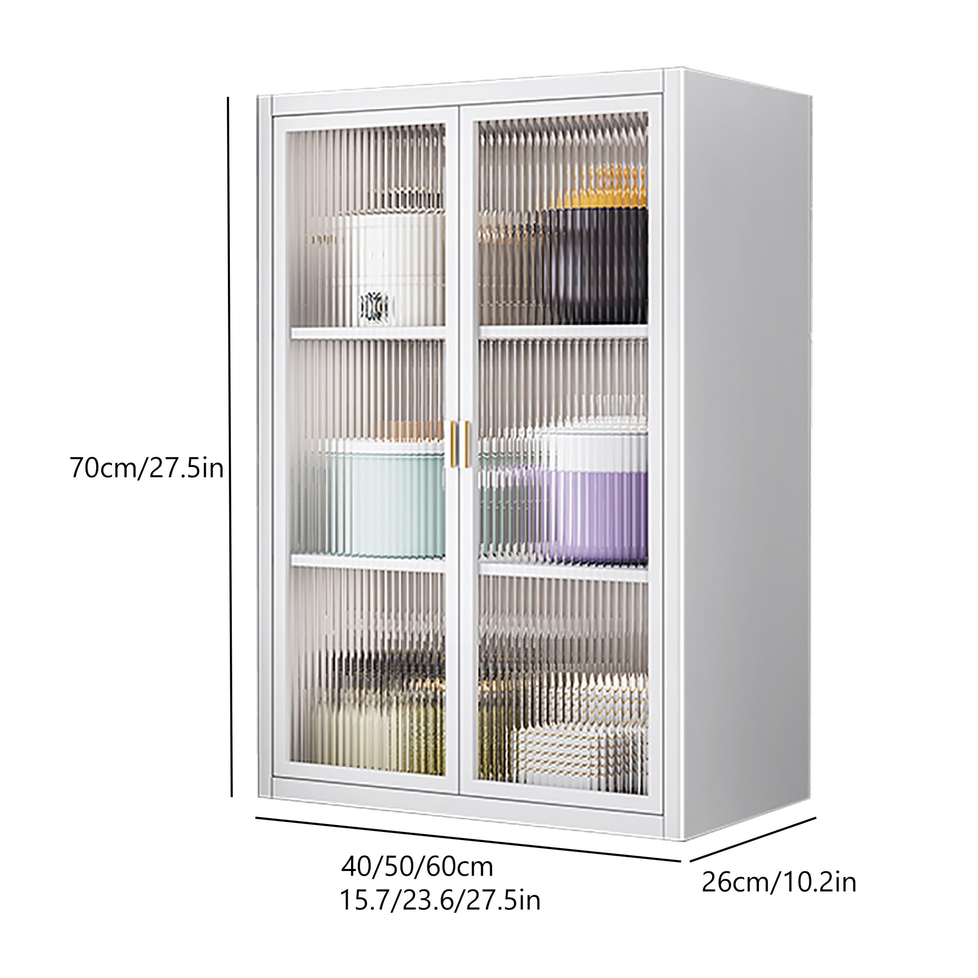 Armadietto da parete moderno di metà secolo a due ante, versatile armadio Mcine & Se, per bagno, lavanderia, soggiorno, sopra il WC, bianco, 60 x 26 x 70 cm