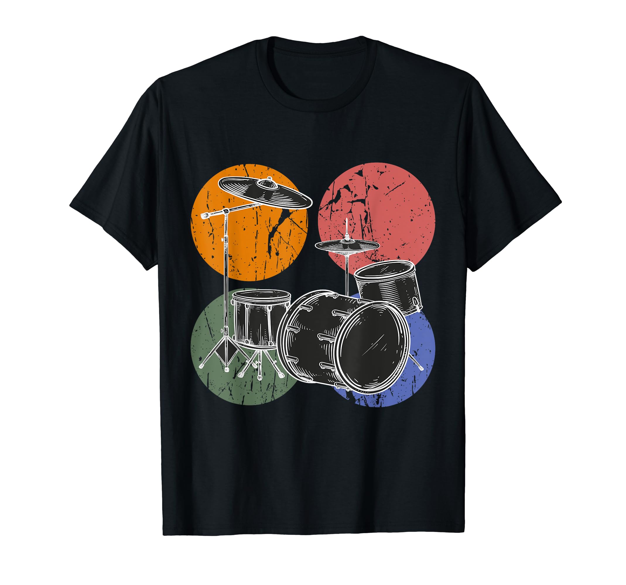Drummer FFDrummer Retro Vintage Drum Set Drumset Drummers Men Drumming T-Shirt
