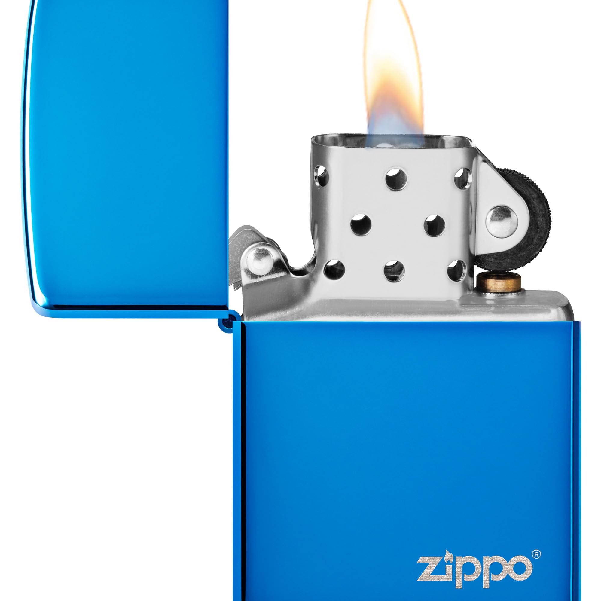 Zippo Zapalniczka Sztormowa, Niebieska o Połysku, Logo, Grawer Laserowy, Model Podstawowy, do Napełniania, Wielokrotnego Użytku, Odporna na Wiatr, Pudełko Prezentowe, Wyprod. w USA