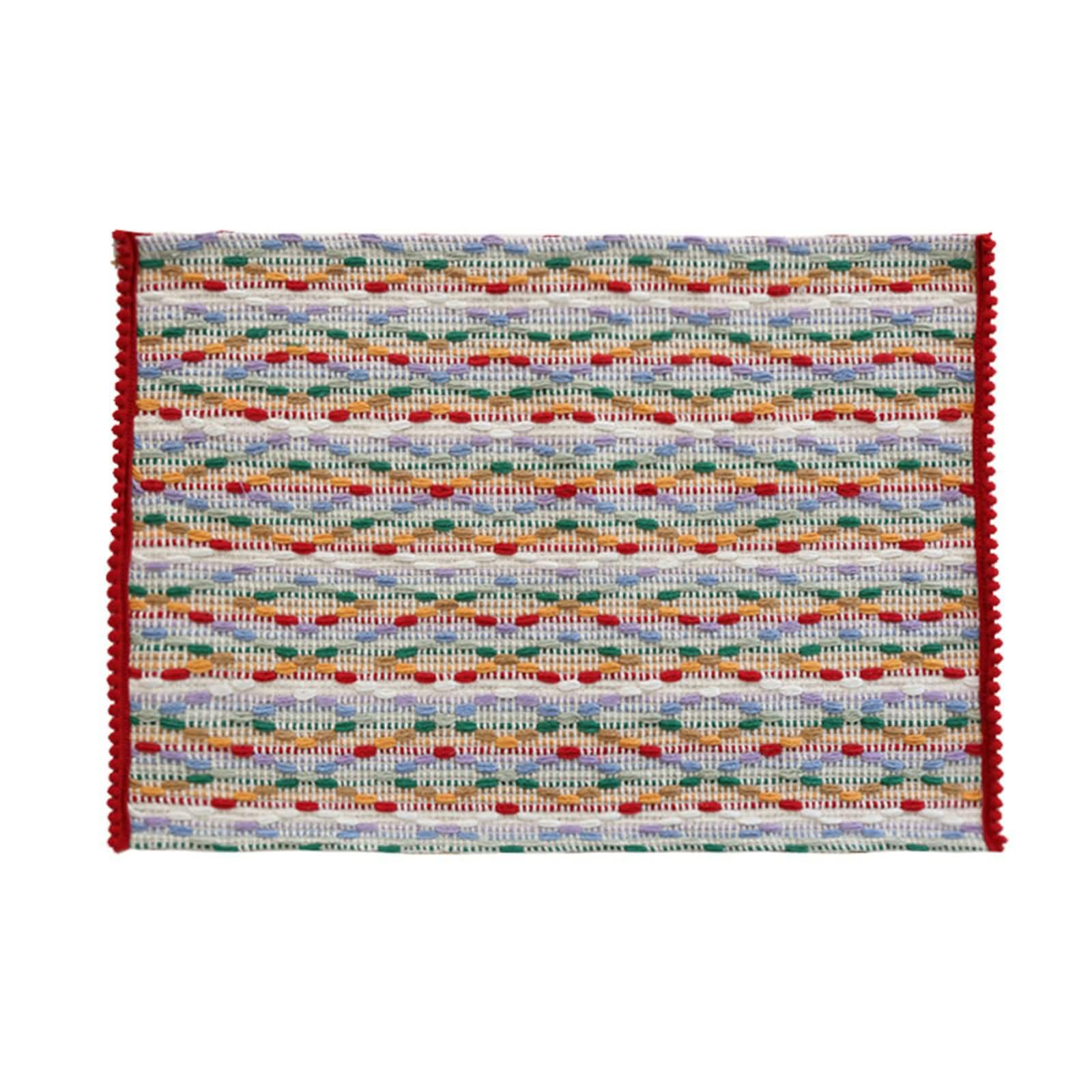 Platzdeckchen 6er Set, 32 x 45 cm Rot Grün Platzdeckchen Polyester Baumwolle, Rechteck mit Streifenmuster