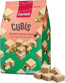 Gluten Free Wafer Cubes with Hazelnut Cream, 7 oz | Crispy Bite Size Cream Filled Wafer Cookies | Kosher for Passover, Kitniyot