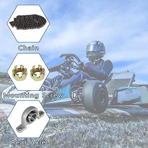 Miniatura 4 de Kit de 32 ejes Go Kart de aleación con dados de freno + cilindro maestro de freno + piñón + cojinete de almohada + cadena + cubo de repuesto para