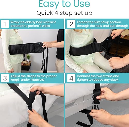 Miniatura 8 de Vive Restricciones de cama para pacientes ancianos con demencia - Cinturón de seguridad para silla de ruedas y cama - Dispositivo de prevención de