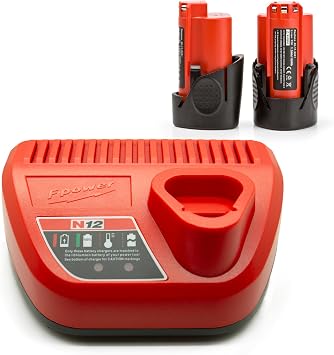 ExpertPower M12 Battery Charger Set for M12, 48-11-2401, 48-11-2402, 48-11-2420, 48-11-2430, 48-11-2440, 48-11-2460, 48-11-2411, 48-11-2412 and Heated Hoodie Jacket