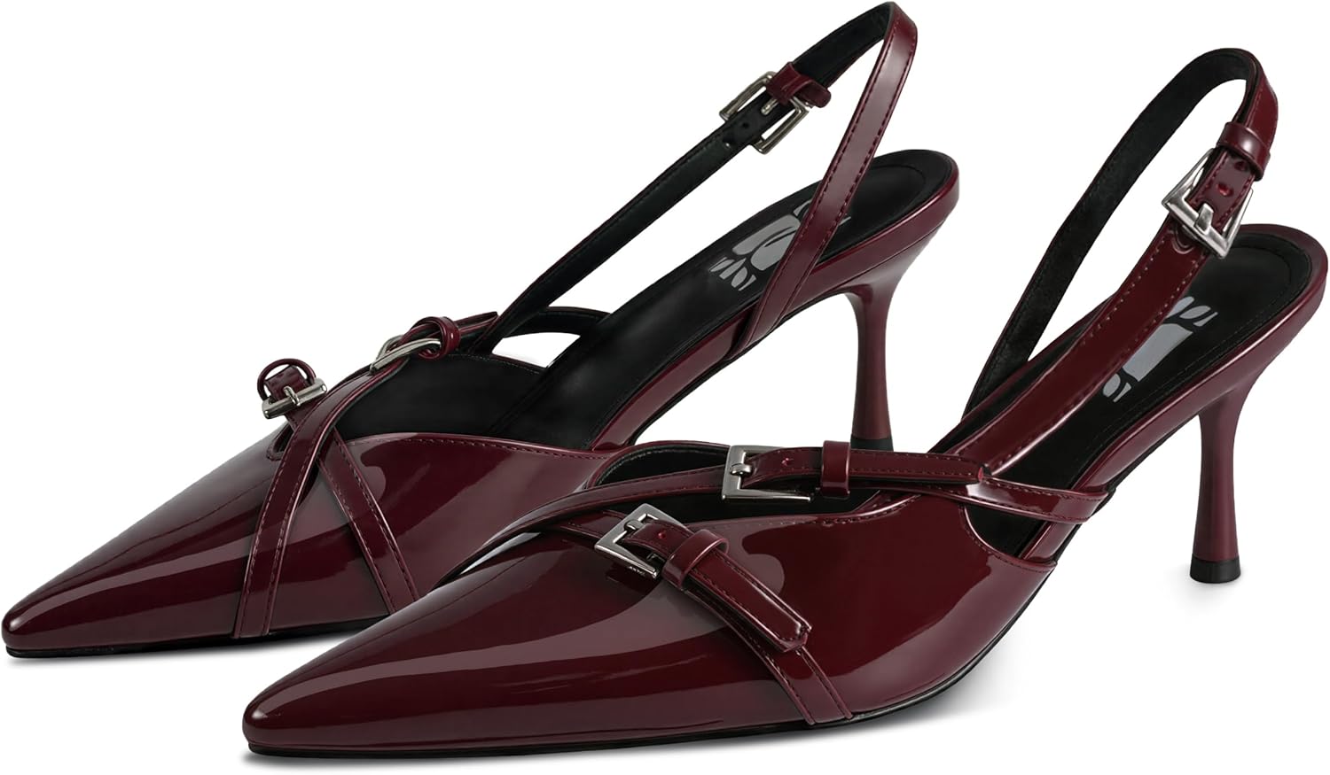 KaroNairy Kitten Heels for Women Pointed Toe Slingback Heels Closed Toe Low Heel Wedding Dress Pumps with Buckles - Image 4