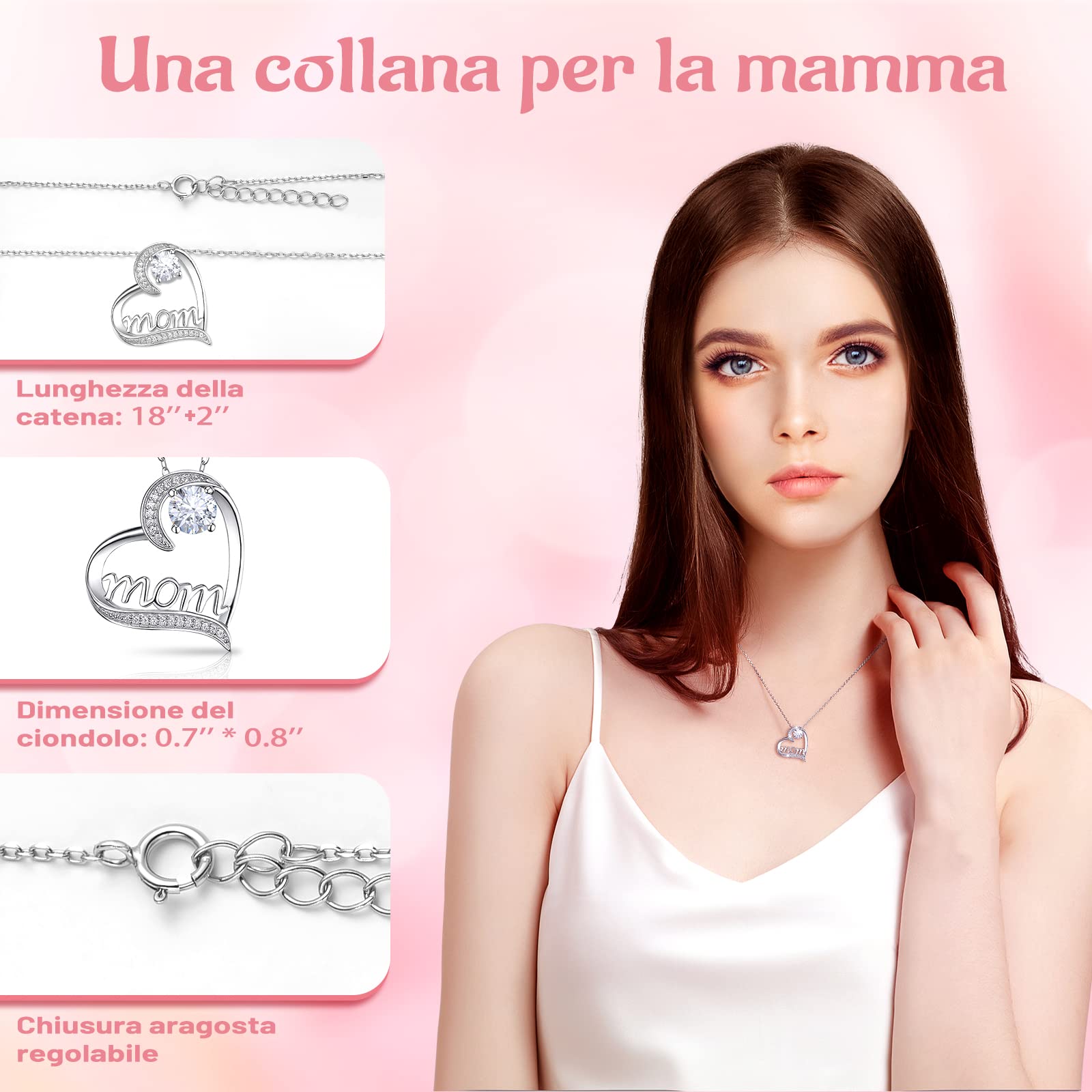 Sunia Festa della Mamma Idee Regalo, Vera Rosa Eterna con Collana Argento 925 Donna, Migliore Mamma del Mondo, Rosa Eterna Stabilizzata, Regalo Donna Compleanno
