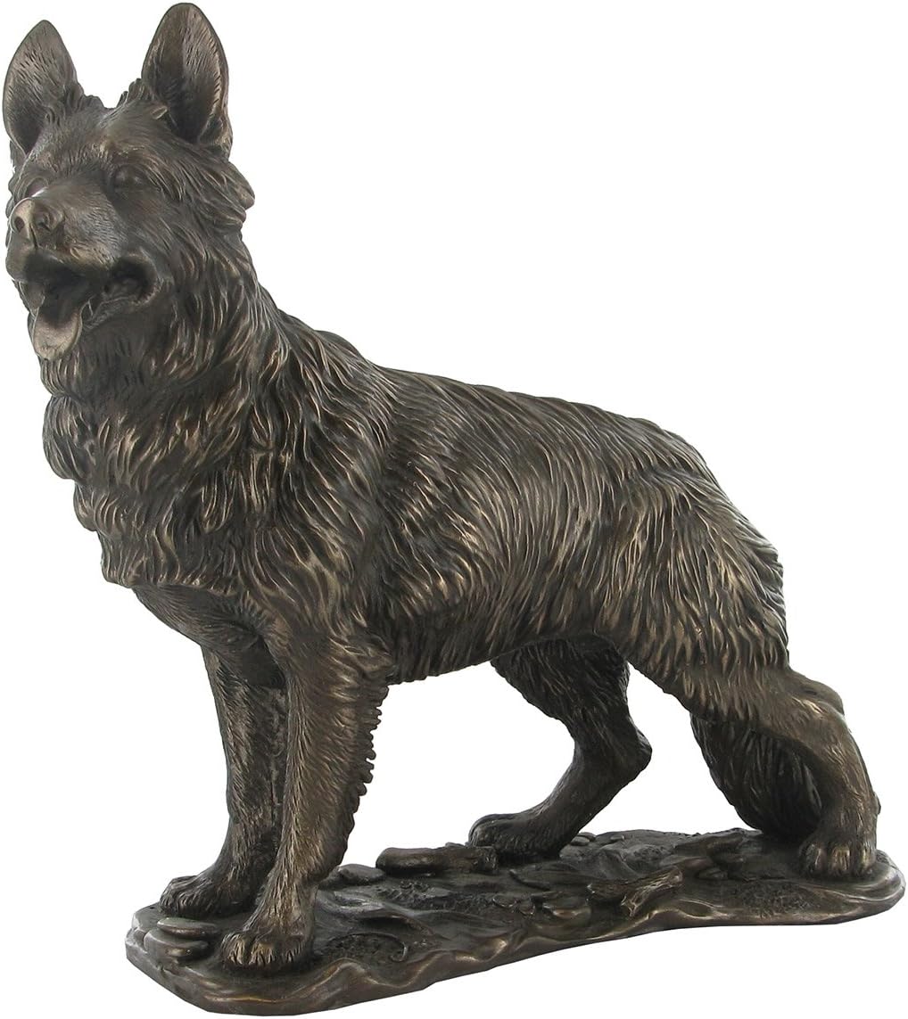 GERMAN SHEPHERD DOG COLD CAST BRONZE SCULPTURE DOGS NEW AND BOXED