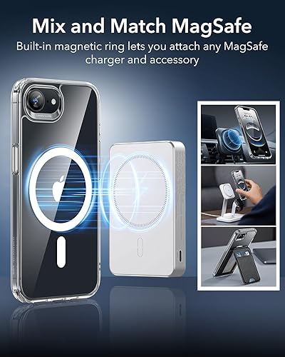 Vista 543 de ESR Funda para iPhone 15 Pro Max, compatible con MagSafe, de grado militar, negro transparente