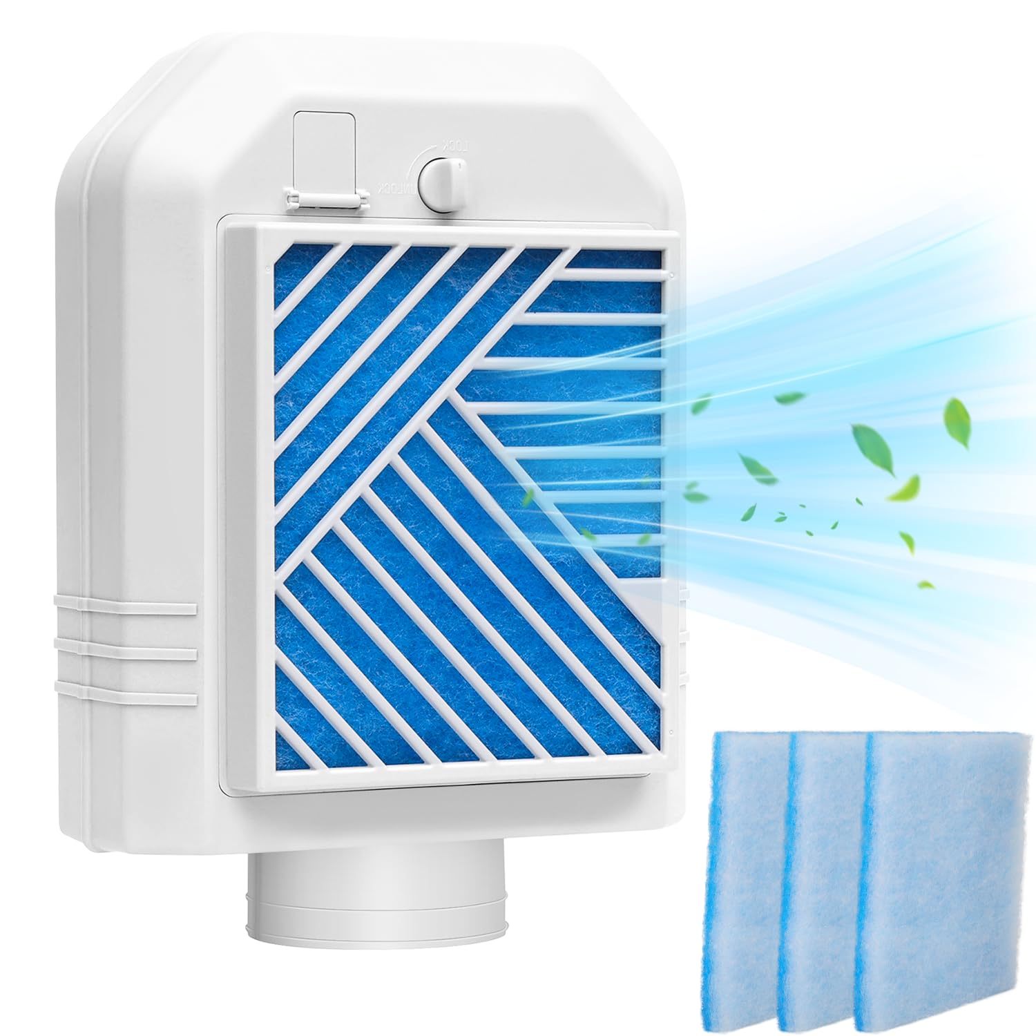 Indoor Dryer Vent, Indoor dryer vent kit with Upgraded Patented Safety Reminder to Eiminate Lint, Dryer Lint Box with Polyester Fiber Filter x4, Indoor Dryer Vent Kit for Electric Dryer Saves Energy