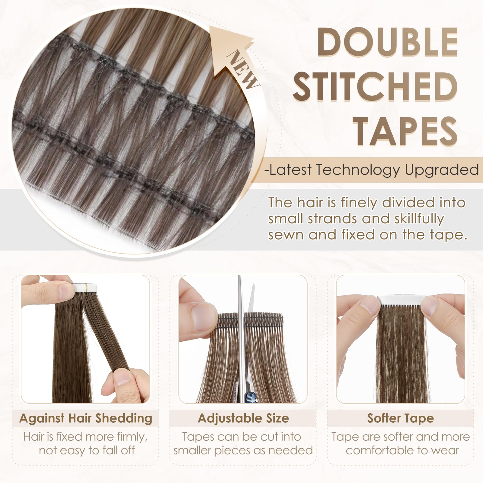 Elailite Darkest Brown Tape in Hair Extensions Real Human Hair 20 Pcs Seamless Invisible Skin Weft Remy Hair Extension Straight (#2 Dark Brown - Image 2