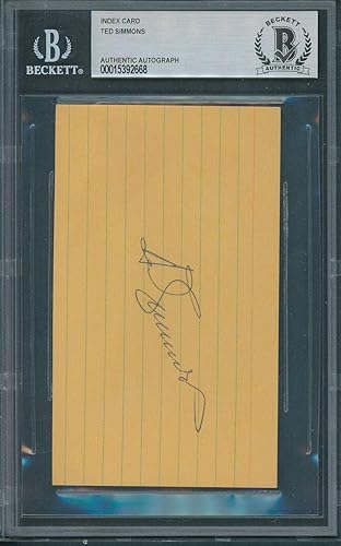 Ted Simmons Signed Index Card Beckett Authentic Autograph *2668 - MLB Cut Signatures