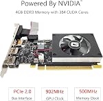 Glorto GeForce GT 730 4G Low Profile Graphics Card, 2X HDMI, DP, VGA, DDR3, PCI Express 2.0 x8, Entry Level GPU for PC, SFF and HTPC, Compatible with Windows 11
