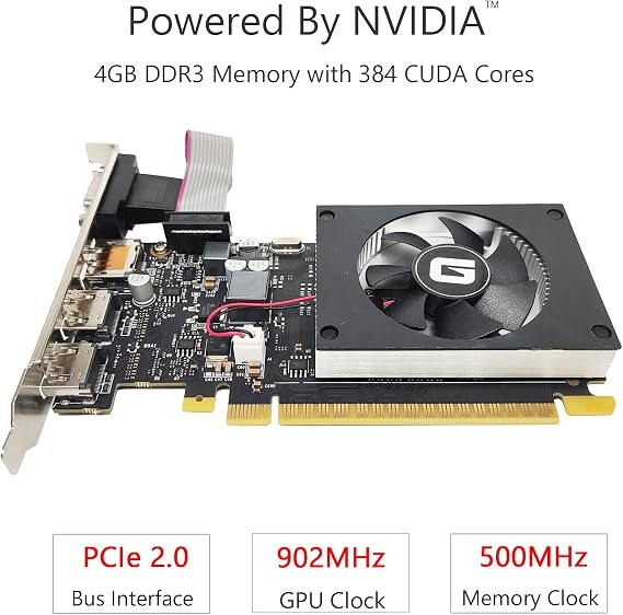 GeForce GT 730 Graphics Board, 4GB, DDR3, 64-bit, PCI Express X8, DirectX12, 2X HDMI, Low Profile, Entry Level GPU, Compatible with Windows 11