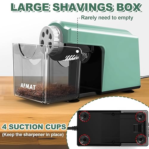 Miniatura 6 de Sacapuntas eléctrico resistente, sacapuntas de 6 agujeros para el aula para lápices de 0.23 a 0.394 pulgadas, sacapuntas de parada automática, 10000