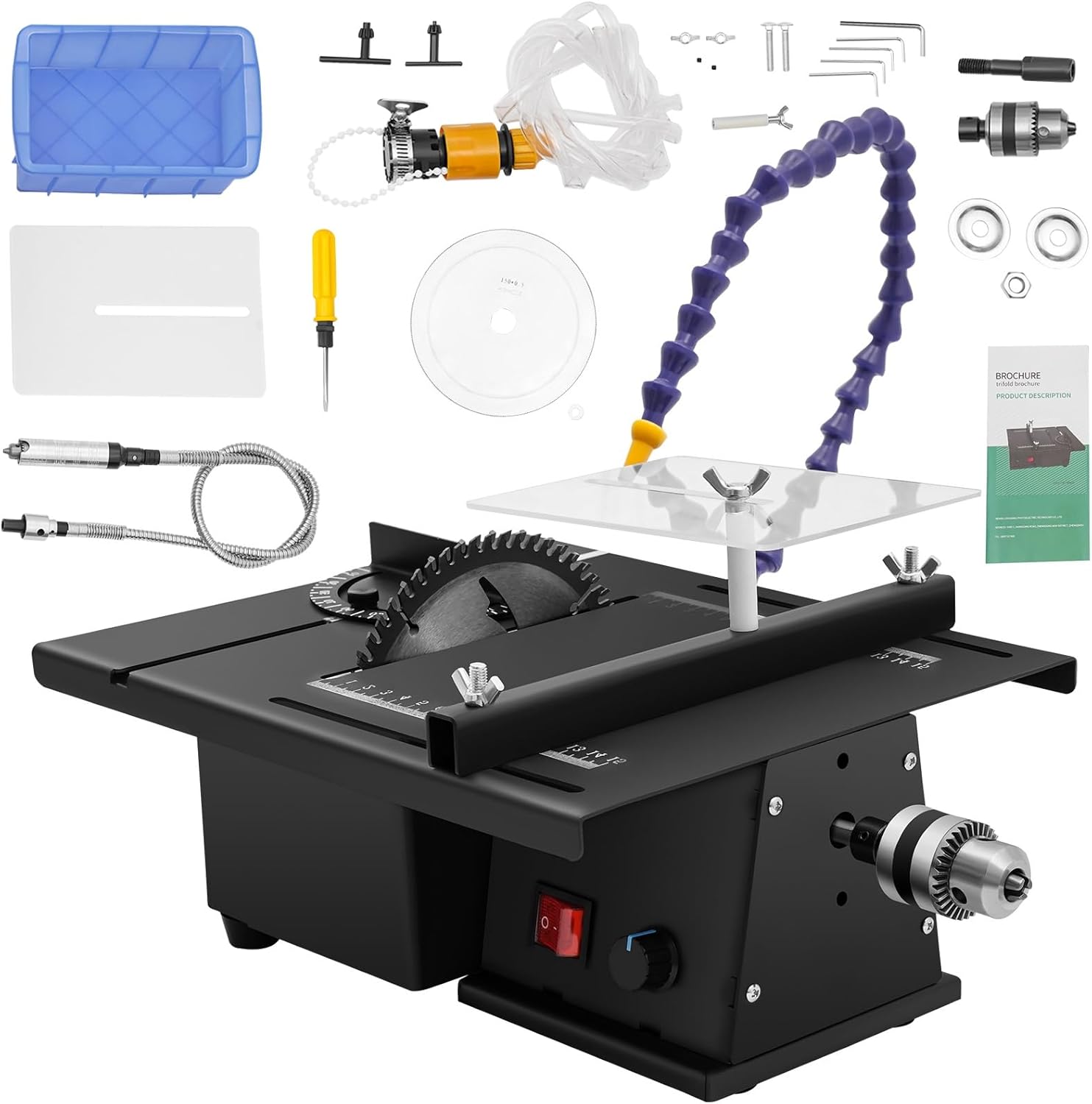 SHZICMY Gem Faceting Cutting Carving Polishing Machine, 1850W Portable Table Saw Jewelry Rock Polishing Grinding Tool 0-10000RPM Grinder