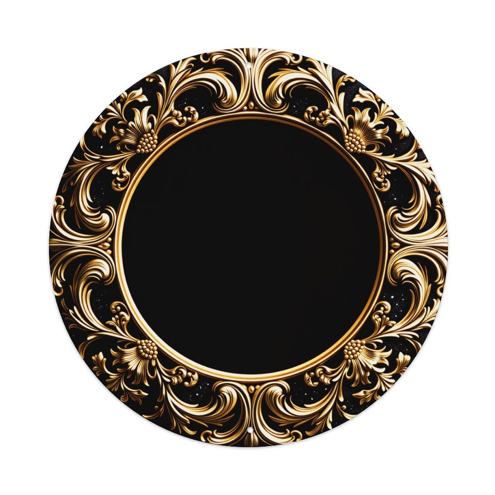 Ornate Gold Floral Design_1 Round Tin Sign Vintage Style Metal Sign Home Bar Garden Wall Plaque Decor Metal Poster 8x8 Inch