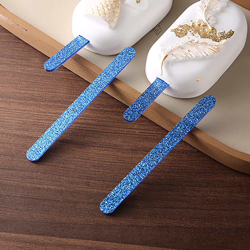 Lot de 50 bâtonnets de glace réutilisables en acrylique à paillettes de 11,4 cm pour loisirs créatifs, gâteaux, bonbons, fêtes, noir